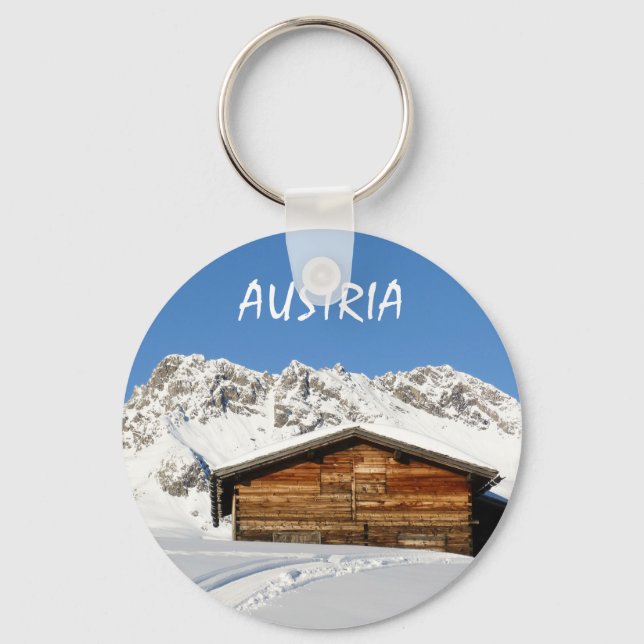 Austria Winter in the Alps Souvenir Key Ring (Front)