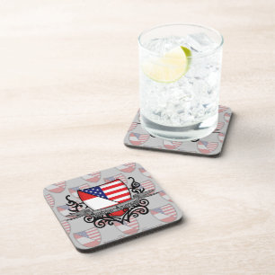 Austrian-American Shield Flag Coaster