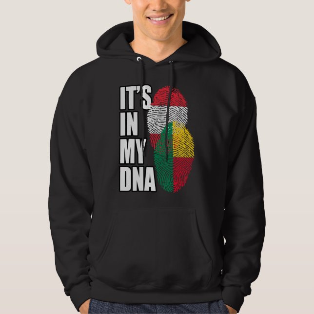 Austrian And Beninese Mix DNA Flag Heritage Hoodie (Front)