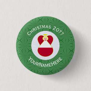 Austrian Angel Christmas Flag Personalised  3 Cm Round Badge