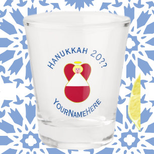 Austrian Angel Hanukkah Flag Personalised Shot Glass