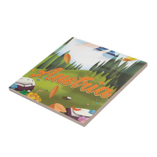 Austrian cartoon travel poster ceramic tile