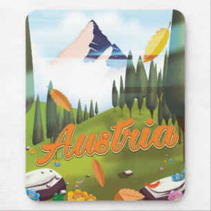 Austrian cartoon travel poster mouse pad
