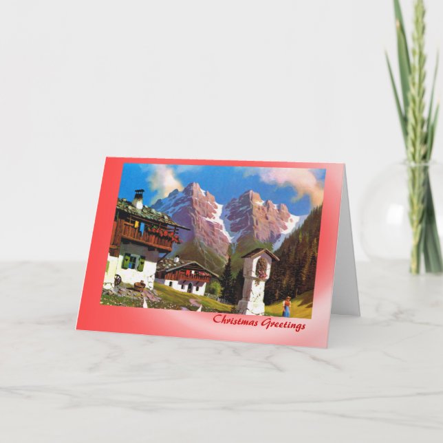 Austrian Christmas, Bildstock Tirolean village Holiday Card (Front)
