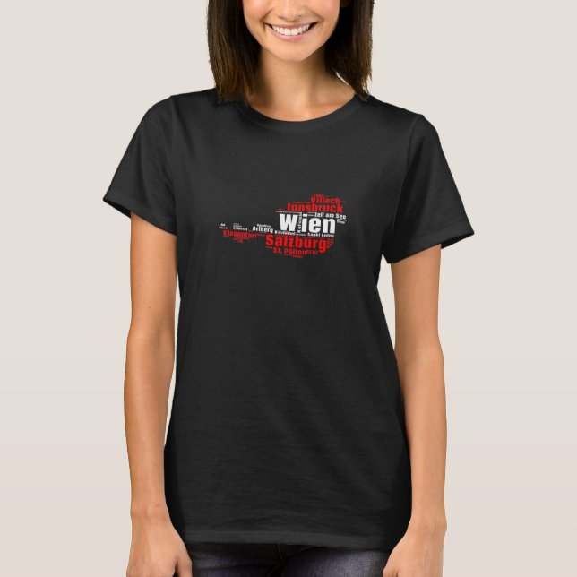 Austrian Cities Austria Love Flag Map   T-Shirt (Front)
