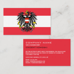 Austrian Flag and Coat of Arms, Flag of Austria Business Card