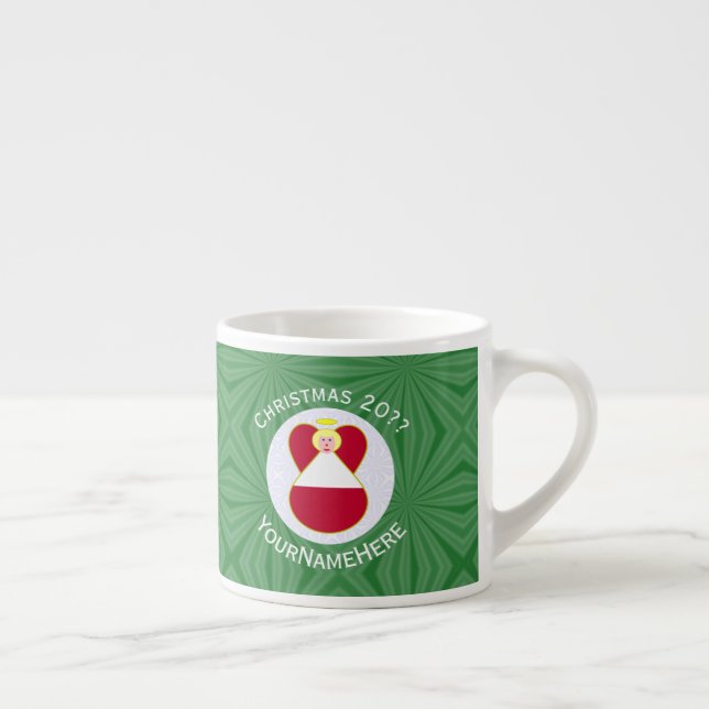 Austrian Flag Angel Christmas Personalised  Espresso Cup (Right)