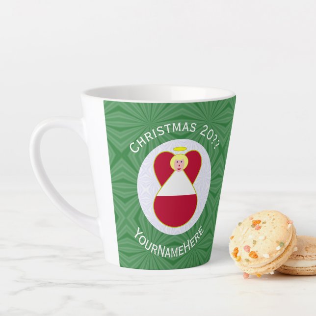 Austrian Flag Angel Christmas Personalised  Latte Mug (In Situ)