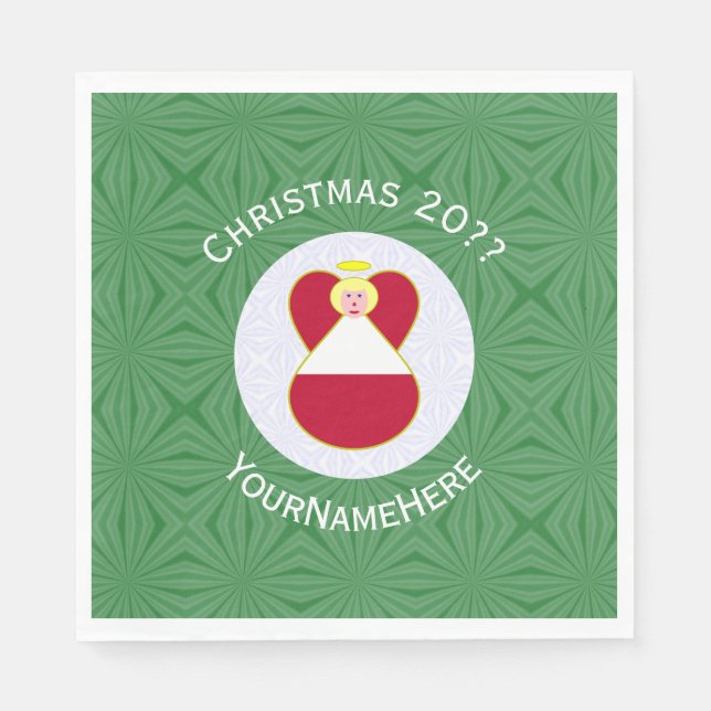 Austrian Flag Angel Christmas Personalised  Napkin (Front)