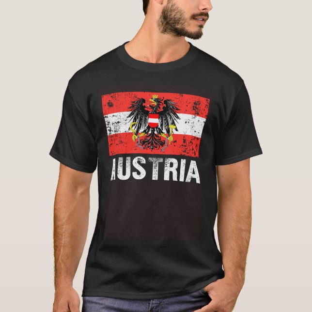 Austrian Flag Austria Vienna Land der Berge Eagle T-Shirt (Front)