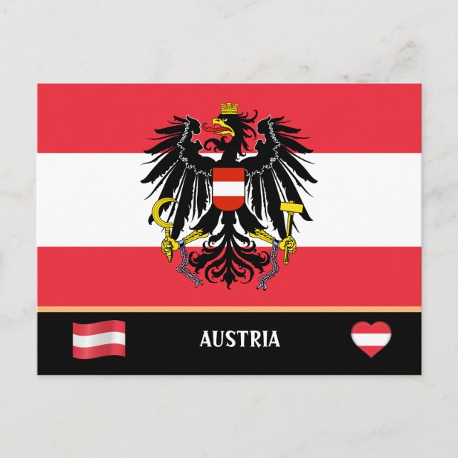 Austrian Flag & Austrian country travel / Austria  Postcard (Front)