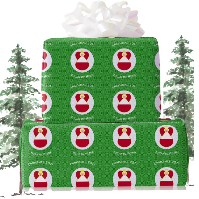 Austrian Flag Christmas Angel Personalised Wrapping Paper (Creator Uploaded)