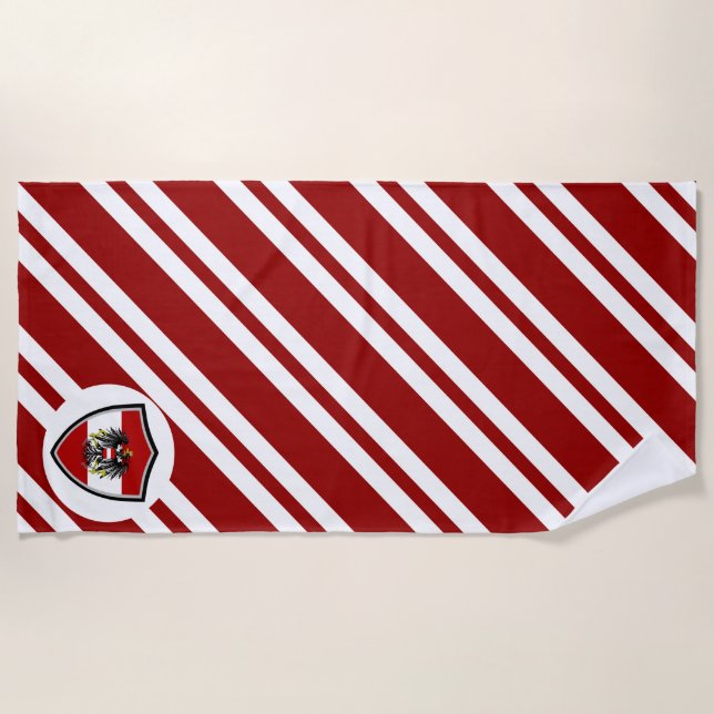 Austrian flag-coat arms beach towel (Front)