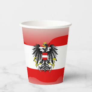Austrian flag-coat arms paper cups