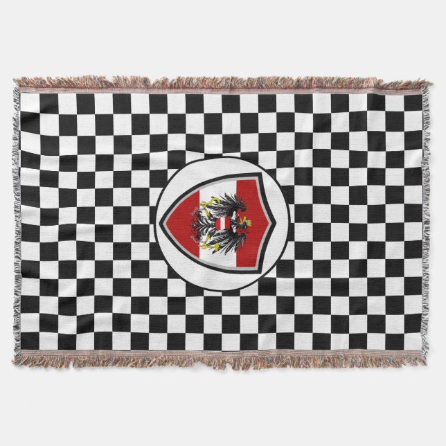 Austrian flag-coat arms throw blanket (Front)
