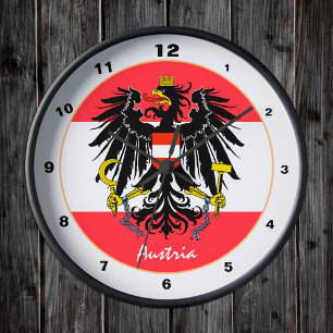 Austrian Flag, Eagle & Austria fashion /design Round Clock