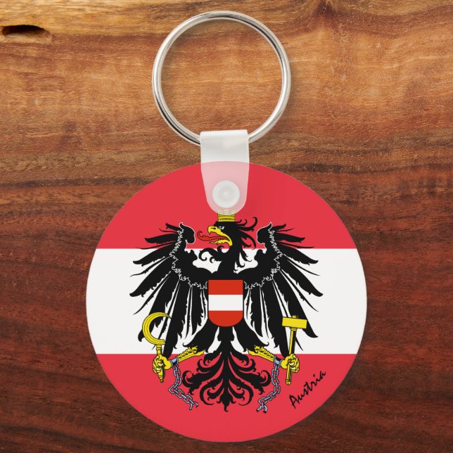 Austrian flag, emblem & Austria holiday / sports Key Ring (Front)