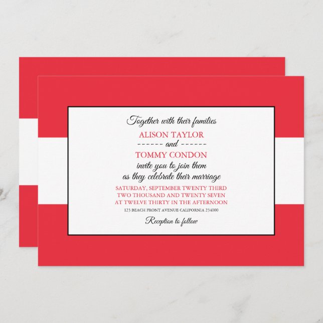 Austrian Flag, Flag of Austria Wedding Invitation (Front/Back)