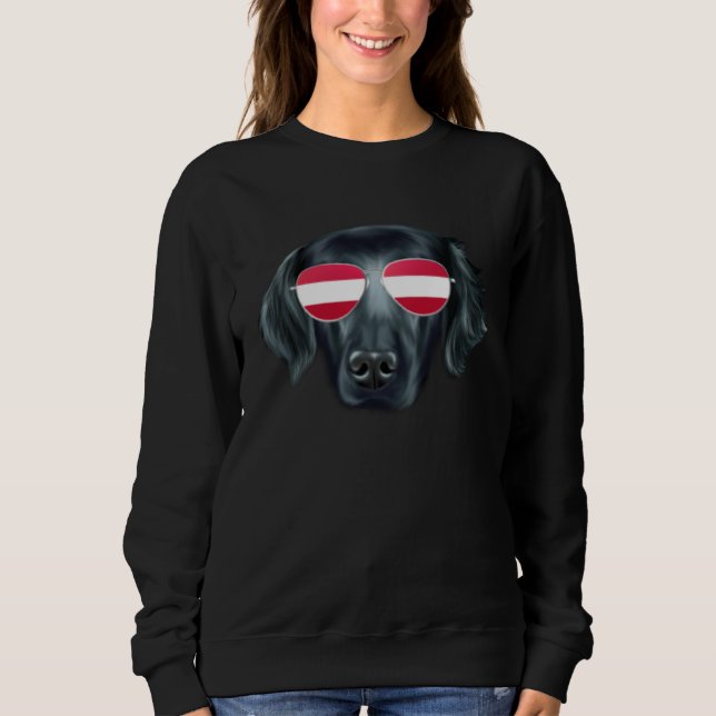 Austrian Flag Flat Coated Retriever Dog Austria Po Sweatshirt (Front)