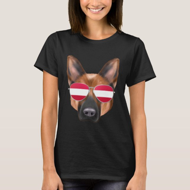 Austrian Flag German Shepherd Dog Austria Pocket T-Shirt (Front)