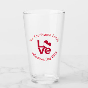 Austrian Flag Heart LOVE Red Personalised Text Glass