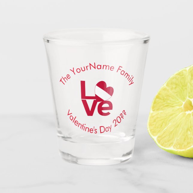 Austrian Flag Heart LOVE Red Personalised Text  Shot Glass (Front)