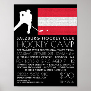 Austrian Flag, Hockey Player, Camp Advertising Poster
