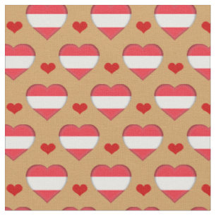 Austrian Flag & Red Heart fashion Fabric /Austria