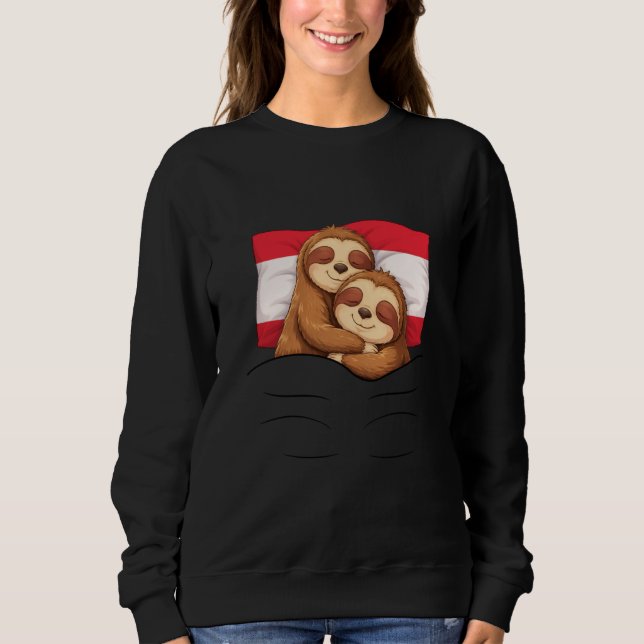 Austrian Flag Sloth Pajama Sleepover Sleeping Aust Sweatshirt (Front)