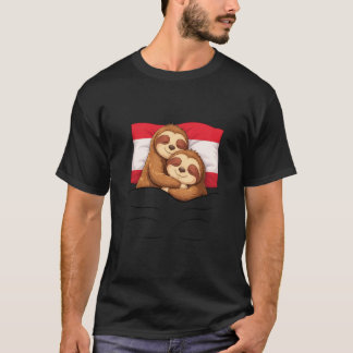 Austrian Flag Sloth Pajama Sleepover Sleeping Aust T-Shirt