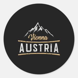 Austrian Gift Shirts Ltd Vienna Austria Retro Vaca Classic Round Sticker