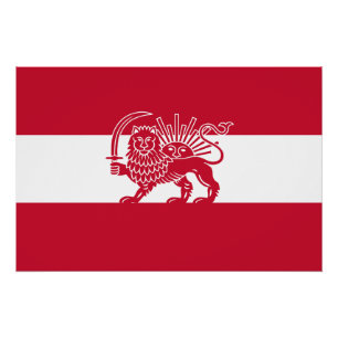 Austrian Iranian Lion and Sun Heritage Flag Poster