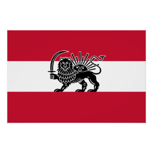 Austrian Iranian Lion and Sun Heritage Flag Poster