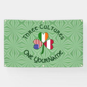 Austrian Irish American Shamrock Flag Personalised Banner