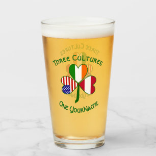 Austrian Irish American Shamrock Flag Personalised Glass