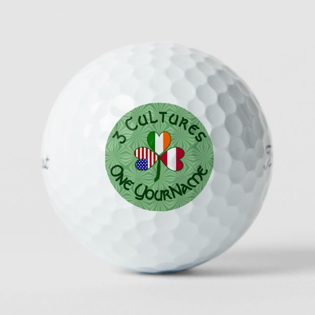 Austrian Irish American Shamrock Flag Personalised Golf Balls (Front)