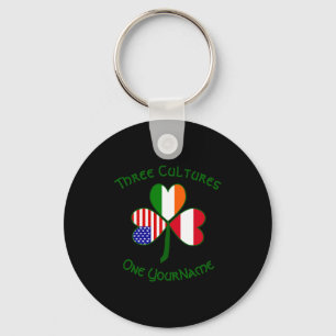 Austrian Irish American Shamrock Flag Personalized Key Ring