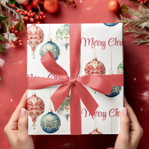 Austrian Joy Merry Christmas Tree Ornaments Wrapping Paper