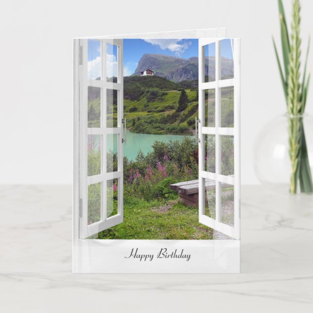 Austrian mountain lake scene in window card (Front)