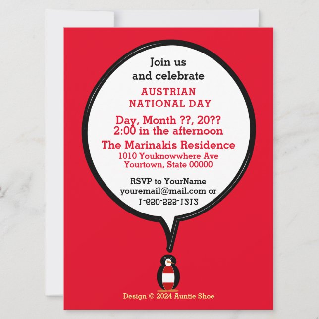 Austrian National Day Pride Personalised Gift Invitation (Front)