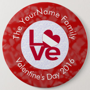 Austrian Red Letter LOVE Flag Personalised 6 Cm Round Badge
