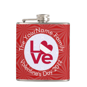 Austrian Red Letter LOVE Flag Personalised Hip Flask