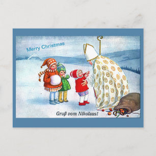 Austrian St. Nicolas & Children Nice Vintage, copy Postcard