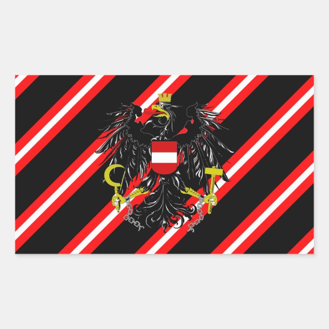 Austrian stripes flag rectangular sticker (Front)