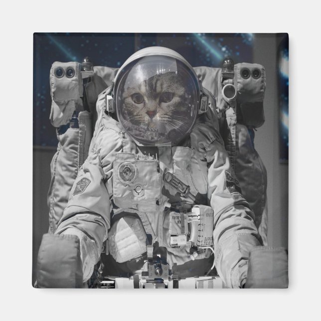 AUSTRONAUT SPACE CAT SQUARE MAGNETS (Front)