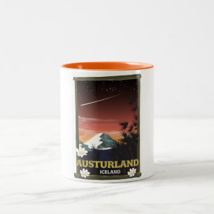 austurland Iceland Iceland travel poster Two-Tone Coffee Mug