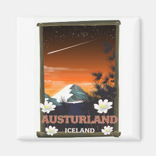 Austurland iceland travel poster magnet
