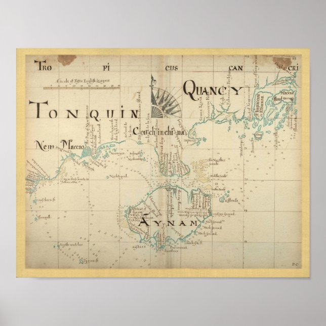 Authentic 1690 Pirate Map - New Larger Size Poster (Front)