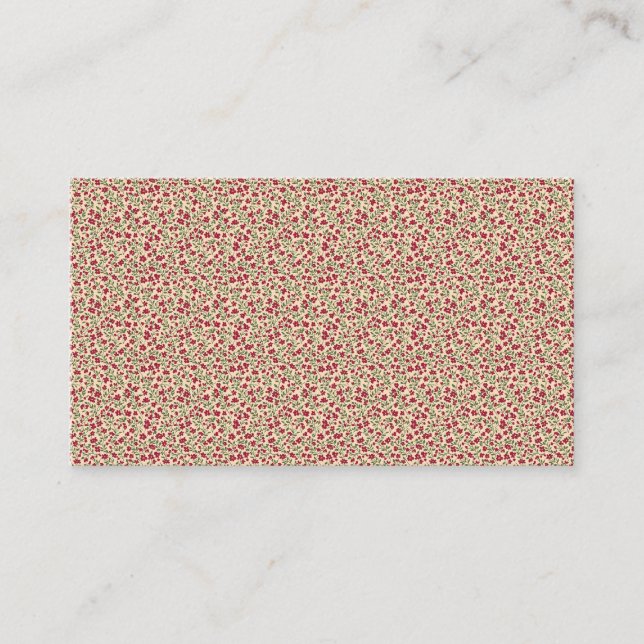 Authentic 1940s Muted Burgundy Floral Sprig  Business Card (Front)