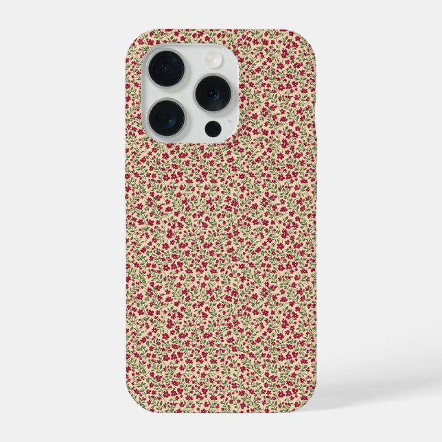 Authentic 1940s Muted Burgundy Floral Sprig(L) iPhone Case (Back)
